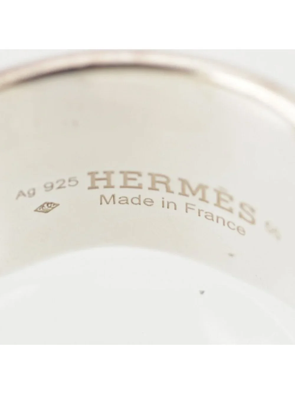 Hermes Memoire Croco Bamboo Pattern Ring Ali Silver